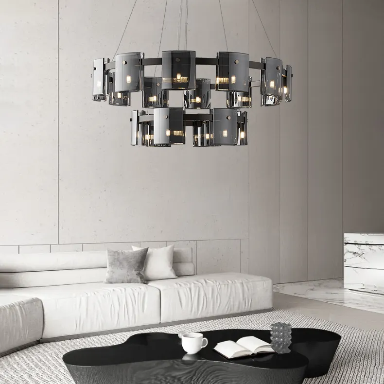 Modern chandelier designer pendant lighting home decor fixtures restaurant round D80cm glass lights