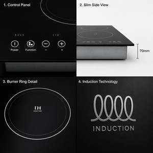 Table de cuisson à induction commerciale 4 brûleurs 2200W 110V 220V, plaque de cuisson électrique quatre zones pour restaurant, hot pot, buffet, cuisine - Product Image 4