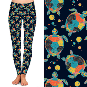 2025 Newest Buttery Soft Australia 3/4 Length <strong>Capri</strong> Tortoise Water Turtle <strong>Leggings</strong> - Product Image 3