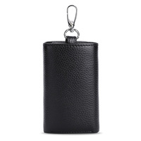 Dompet Kunci Kulit Sapi Lapis Pertama Premium Multi-Fungsi Dompet Koin Kulit Asli Slot Kartu Penutup Kancing Ganda Dompet Kunci OEM