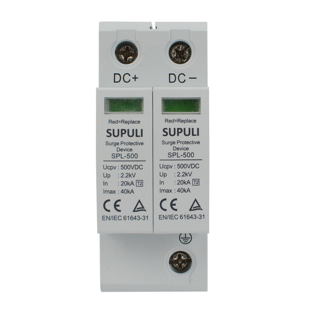 Dc Surge Protection Device 2 Pole 250V 500V 800V 1000V 20KA-40KA Dc SPD Surge Protection Device for Pv System