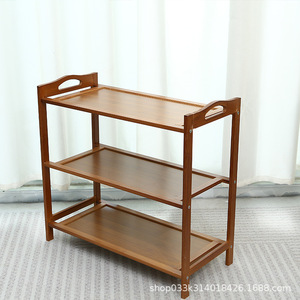 Simple <b>Shoe</b> Rack 3 Tier Natural Wood Color <b>Space</b> <b>Saving</b> <b>Storage</b> For Home Entrance Bedroom Dormitory - Product Image 3