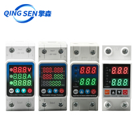 QINGSENG Protector de Sobretensión y Baja Tensión Ajustable con Relé 220V 230V para Riel DIN, Doble Pantalla, Protección contra Sobrecorriente 40A 63A 80A