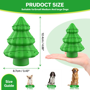 Juguete para masticar para perros, forma de árbol de Navidad, de caucho natural verde, con sonido para la dentición, para perros - Product Image 2