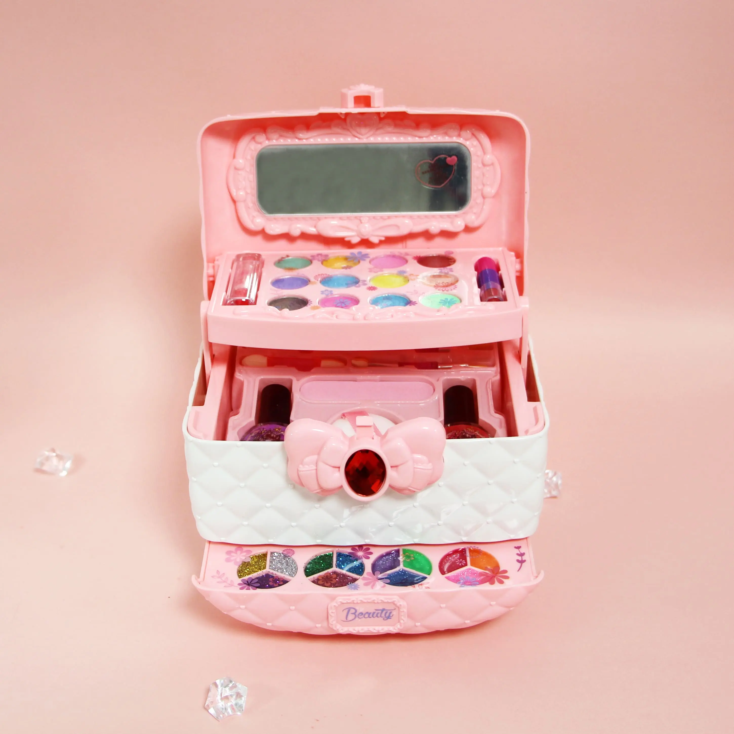 Wholesale Kid Makeup Kits Portable Kids Pretending Makeup Sets Cosmetic Box Safe Natural