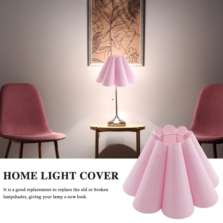 Roze Bloemblad Lamp Kap Tafellamp Decoratie Lamp Dekt Vochtbestendige Pvc Geplooide Stof Gevouwen Lampenkap