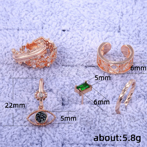 Boucles d'oreilles manchette à clous en cristal pour femme, style cartilage, accessoires minimalistes pour usage quotidien - Product Image 5