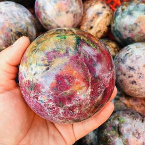 Mới Đến Trang Trí Tự Nhiên Ruby Zoisite <span class=keywords><strong>Epidote</strong></span> Đá Thạch Anh Pha Lê Sphere <span class=keywords><strong>Ball</strong></span> Bán Buôn - Product Image 1