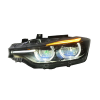 Faro Delantero para Automóvil SJC para BMW Serie 3 F30 F35 2013-2018, Estilo Black Shadow LCI, Doble Color Amarillo y Blanco, DRL, Faro LED Completo