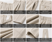 Pantalon plissé taille haute pour homme, style Old Money, élégant, décontracté et habillé, vente en gros