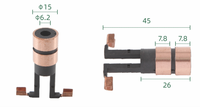 Support de balais de charbon pour anneau collecteur (dimensions : 15*6.2/ 45*7.8*26x 2 anneaux), pour assemblages de collecteurs à anneaux.