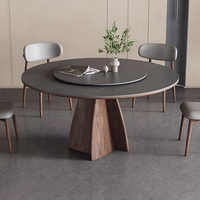 Massivholz Runder Tisch Mit Plattenspieler Modernes Minimalist isches Zuhause Neue Walnussholz Farbe Rock Plate Runde Esstisch QY-T8028