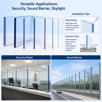 Matériaux de construction, plaque en plastique transparente incassable protégée contre les UV pour toit de serre, plaque en polycarbonate solide UV PC