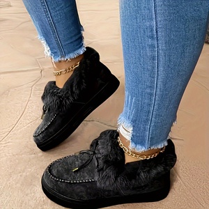 Sepatu bot salju wanita, grosir sepatu bot pendek nyaman kasual musim dingin hangat sol tebal atas Suede merah muda - Product Image 6