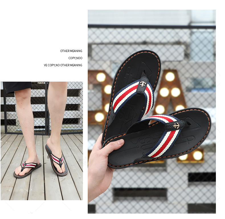 Summer Men Flip Flops Casual Beach Sandals Non-slip Flat Shoes Outdoor Slippers