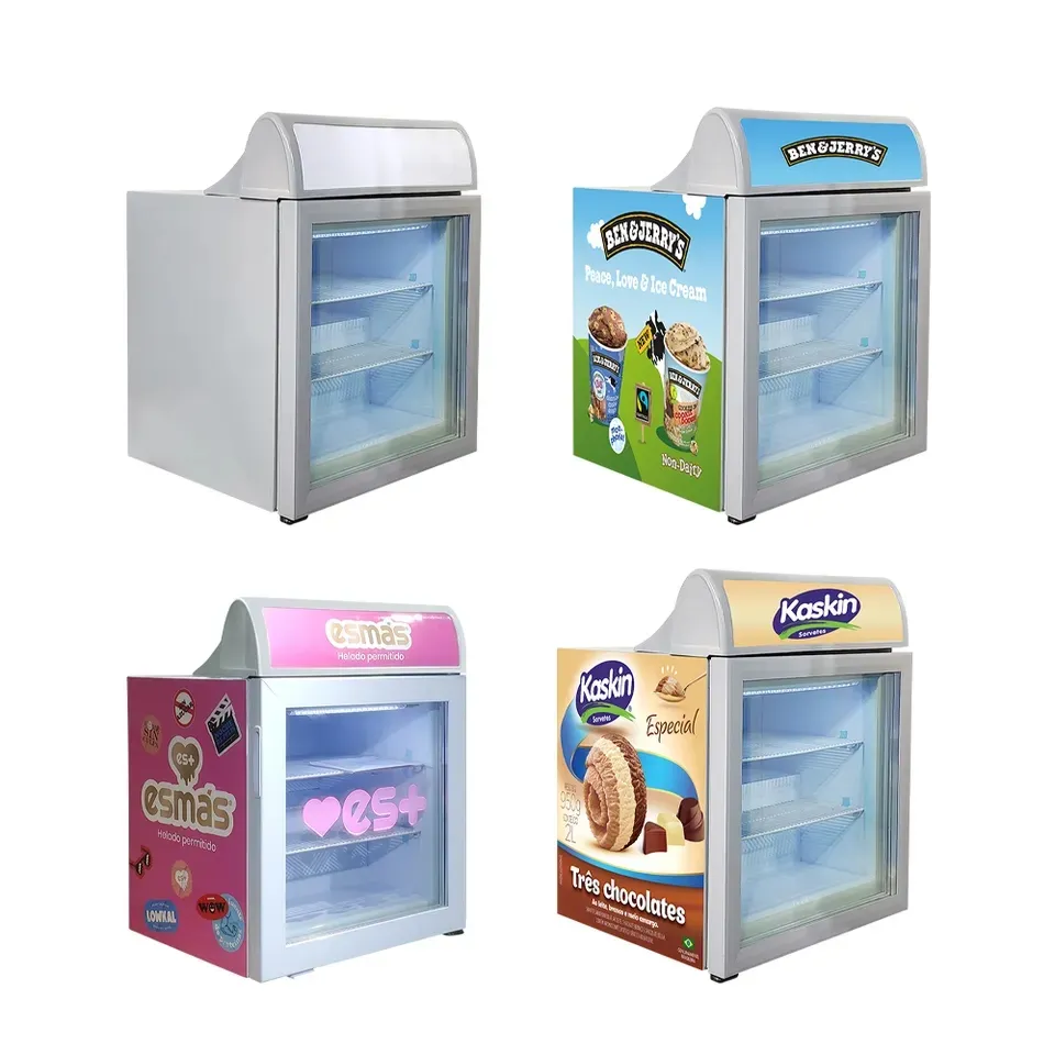 Freezer Tampilan es krim komersial dalam Vertikal bising harga murah dengan pintu kaca