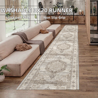 Extra Long Non-Slip Indoor Oriental Farmhouse Style Polyester Floral Pattern Thin Stain Resistant Ultra Soft Rugs
