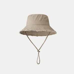 Sombrero de Pescador Vintage con Flecos y Correa para la Barbilla, Sombrero de Sol de Algodón Lavado para Viajes al Aire Libre - Product Image 2