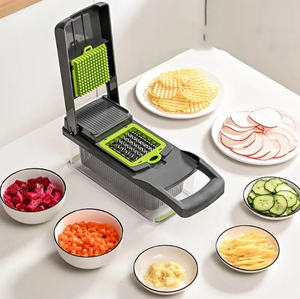 Cortador de Verduras Multifuncional 16 en 1, Verde y Negro, con Cesta, Rallador de Frutas, Patatas y Zanahorias, Venta al Por Mayor, 1 Pieza - Product Image 5