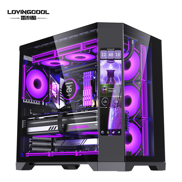 LOVINGCOOL Oversized Entertainment Screen Display PC Case ATX Tower Cube Glass Sea View Room Computer Game Cabinet Water Cooler
