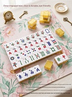 Tuiles de Mahjong en Acrylique Transparent Premium avec Paillettes Dorées, Épaissies, pour Jeu Manuel, Ensemble de Mahjong en Cristal pour Jeu de Table Domestique