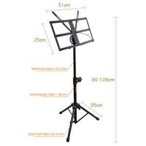 Soporte de Micrófono Profesional K-106B, Negro, Ajustable, de Metal y Goma, Altura de 80-128 cm, para Sentarse y Estar de Pie - Product Image 2