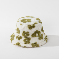 Chapeau seau en fausse fourrure moelleux avec broderie 3D et impression numérique Design de fleurs Accessoire d'hiver décontracté
