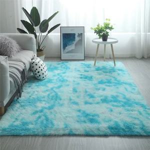 Tapis <span class=keywords><strong>de</strong></span> luxe léger <span class=keywords><strong>de</strong></span> style moderne minimaliste tie dye dégradé chambre à coucher salon <span class=keywords><strong>baie</strong></span> vitrée antidérapant résistant à l'usure - Product Image 4