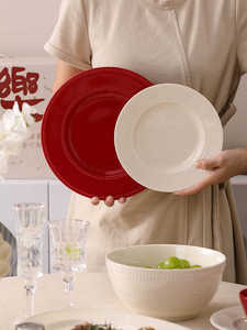 Vajilla de Cerámica de Alta Calidad, Diseño Nuevo y Económico, Color Rosa, con Relieve, Platos y Tazones Decorativos de Lujo para Bodas - Product Image 4