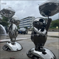 Sculpture métallique personnalisée Yaxuan en acier inoxydable 304/316, poli miroir, motif nain nuage de dessin animé, pour l'art extérieur et de jardin