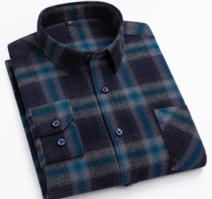 Camicie OEM/ODM Chemise Homme Classe da uomo camicia a quadri a manica lunga elegante flanella - Product Image 4