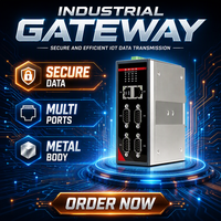 Gateway Modbus Industrial para Montaje en Riel DIN, 2x100Mbps Ethernet, 4 Puertos Seriales RS232/485 con Aislamiento Óptico