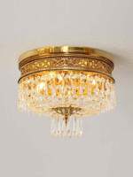 Plafonnier en cristal tout cuivre, montage en surface, AC, indice de protection IP33, LED, design vintage français luxueux pour chambres et salons