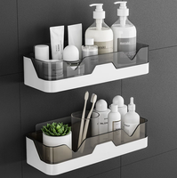 Lot de 2 étagères de salle de bain murales non perforées pour table de douche et rangement de toilette