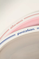 Vente en gros bon prix Assiettes de service à pain nordiques imprimées à la main en couleur émaillée Assiette ovale en céramique pour restaurant