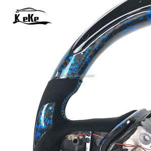 Accessoires intérieurs pour voiture Infiniti Q50 Q60 QX50 2018+ : Volant personnalisé en fibre de carbone forgée bleue avec palettes de changement de vitesse LED - Product Image 3