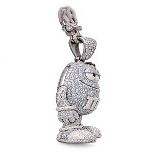 Pendentif personnalisé en moissanite glacée, motif dessin animé, en argent 925 plaqué or, micro-incrustation, breloque hip-hop pour bijoux de fête - Product Image 3