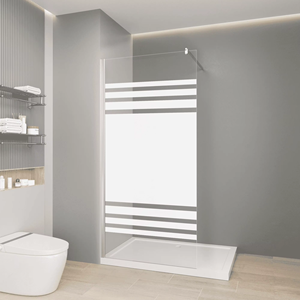 OEM riêng tư Dải Tempered Glass tắm màn hình tối giản hợp kim nhôm bạc đi bộ trong vòi hoa sen bao vây cho phòng tắm - Product Image 1