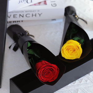 Rosa Eterna Preservata in Scatola Regalo con Finestra in PVC Nero, Fiore Fresco Duraturo per Regali di San Valentino e Compleanno - Product Image 1