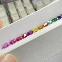 12 Farben 5A Qualität 5x7mm Oval Geschliffener Grüner Rosa Blauer Gelber Regenbogen Saphir Synthetischer Korund Loser Edelstein