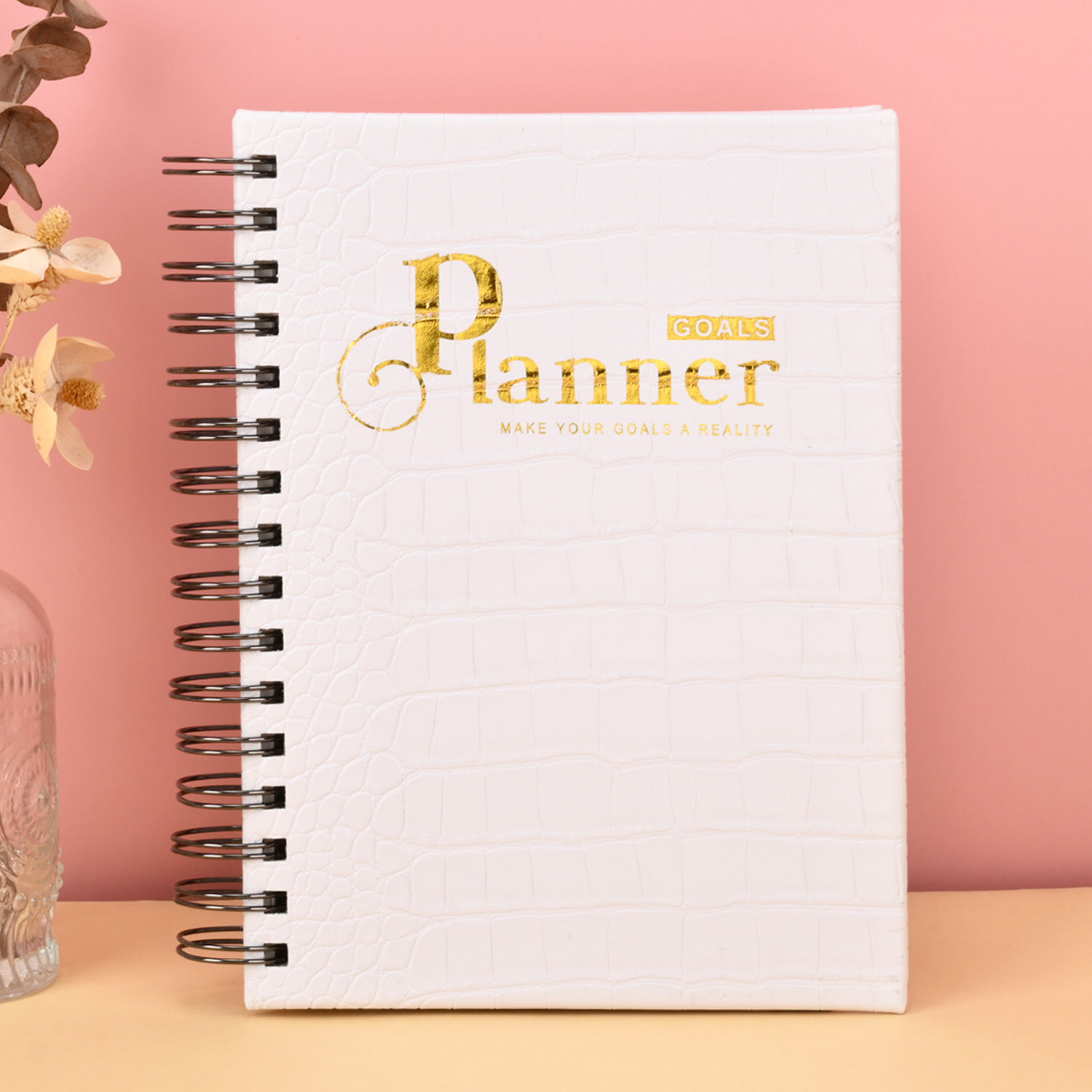 Couverture en cuir blanc texturé crocodile