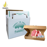 Boîte isotherme ondulée avec poignée, écologique, étanche, résistante à l'huile, recyclable, pour viande congelée, fruits de mer, légumes frais