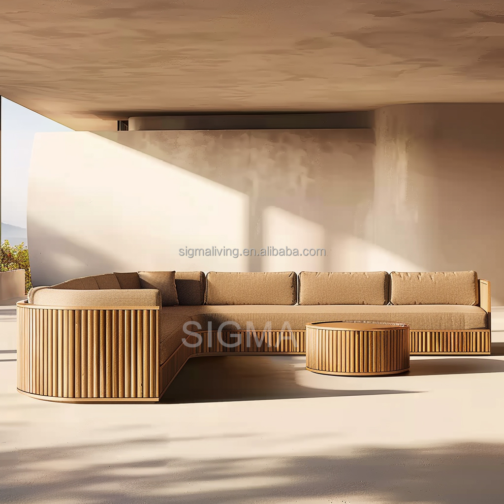 New Design All Weather Teak Solid Wood Sofa Patio Garden Teak Wood Couch Sets Outdoor Furniture Garden Sofa Set