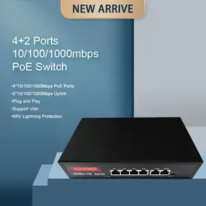 4 ميناء CCTV شبكة 10/100/1000Mbps محول ايثرنت 48V PoE التبديل لكاميرا IP