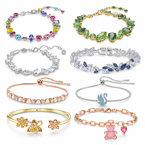 Bracelets en cristal de luxe en gros pour femmes, style <span class=keywords><strong>Swarovski</strong></span>, plaqué or et argent, bracelet à breloques, bijoux de mode, cadeau - Product Image 1