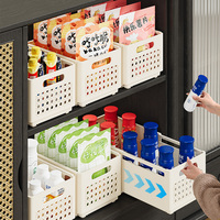 Organisateur de bureau rectangulaire empilable et rétractable en plastique moulé par injection, panier de rangement de bureau multifonctionnel avec poignée, gain de place