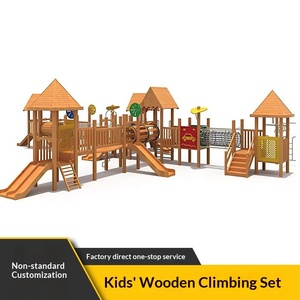 Kindergarten Outdoor <b>Large</b> Wooden Combination <b>Slide</b> Outdoor Playground Toy Climbing Frame Wooden <b>Slide</b> Equipment - Product Image 1