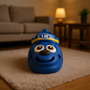 Ciabatte da cartone animato per bambini blu con logo 3D e fodera in peluche, tutte le stagioni, punta tonda, tomaia in plastica, intersuola in EVA, suola da 15 mm - Product Image 2