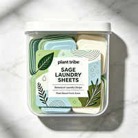 Feuilles de lessive parfumées à la sauge, ultra-fines, portables, élimination des taches tenaces, parfum frais aux herbes, longue durée