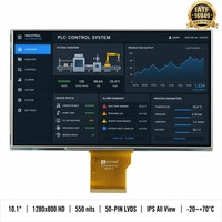 Modul LCD IPS TMK 10.1 Inci 1280x800 HMI Industri 550nits Kecerahan Tinggi Lampu Latar LED Antarmuka LVDS 50-PIN -20-70